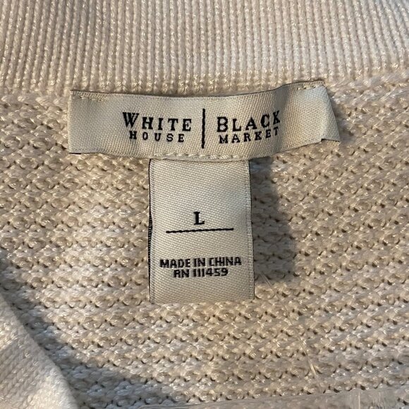 White House Black Market Knit Jacket Blazer Womens Size L Ruffles 3/4 Sleeve - Picture 6 of 8